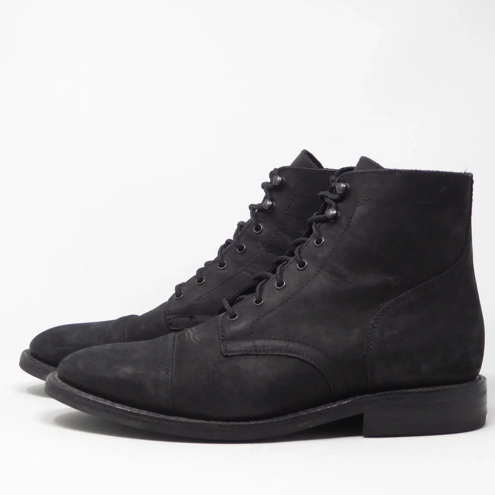 Thursday Boot Co Mens Captain Lace Up Boots Black Matte Leather 12